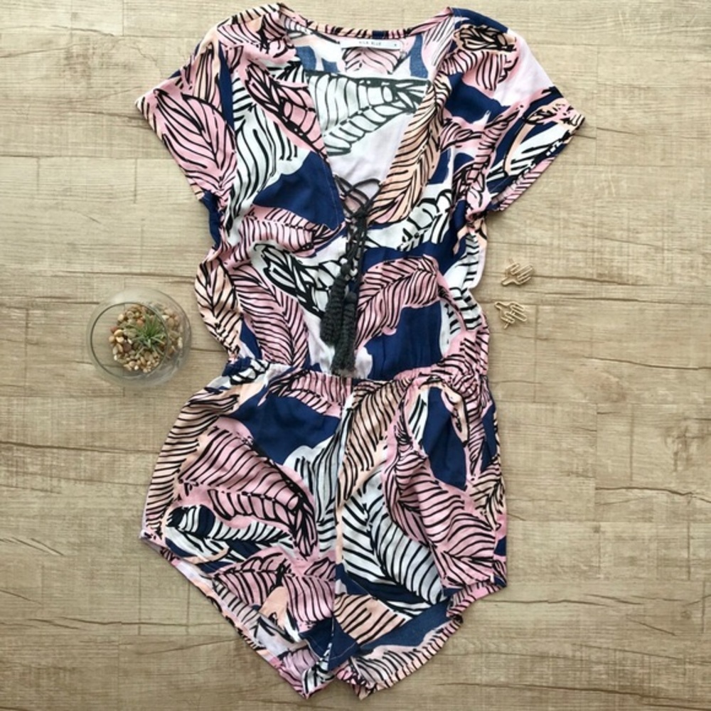Alia Blue x Revolve Shotgun lace up romper